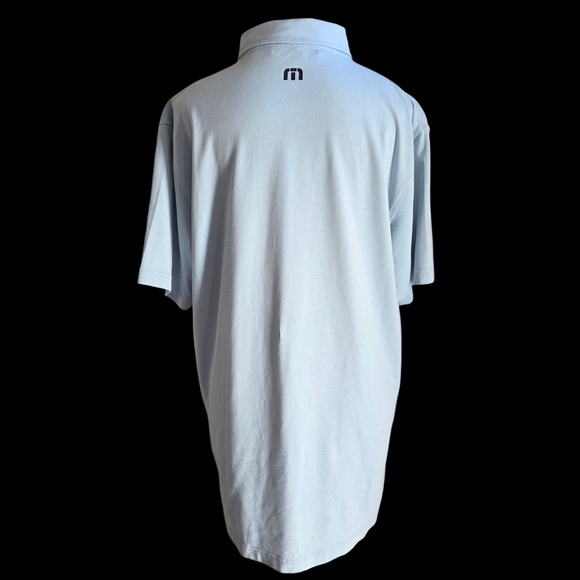 Travis Mathew Sky Blue Striped Polo Shirt With Monogram Size XL - Picture 2 of 8